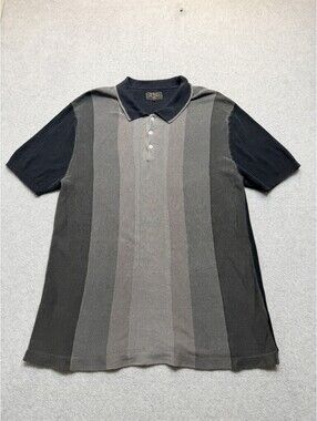 BEAMS Mens Polo Shirt XL Multicolor Color Block Striped Ribbed Cotton
